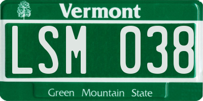 VT license plate LSM038