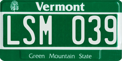 VT license plate LSM039