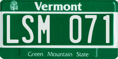 VT license plate LSM071