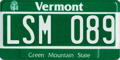 VT license plate LSM089