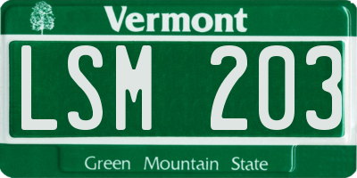 VT license plate LSM203