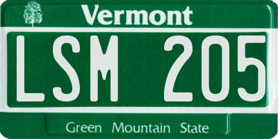 VT license plate LSM205