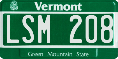 VT license plate LSM208