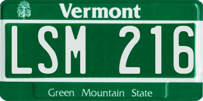 VT license plate LSM216