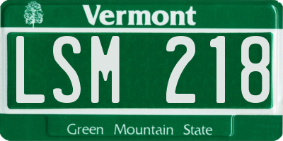VT license plate LSM218
