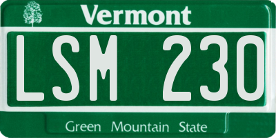 VT license plate LSM230