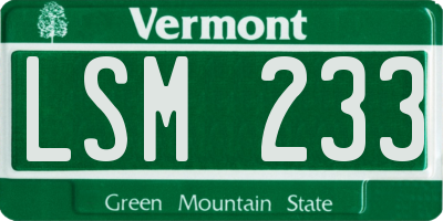 VT license plate LSM233