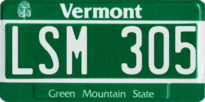 VT license plate LSM305