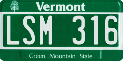 VT license plate LSM316