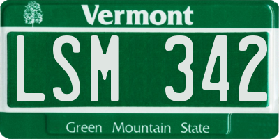 VT license plate LSM342