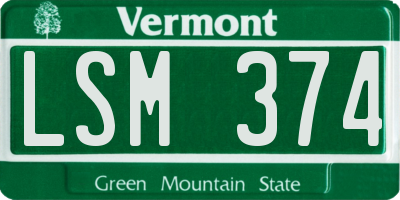 VT license plate LSM374