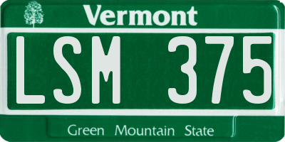 VT license plate LSM375