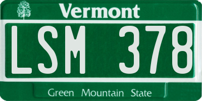 VT license plate LSM378