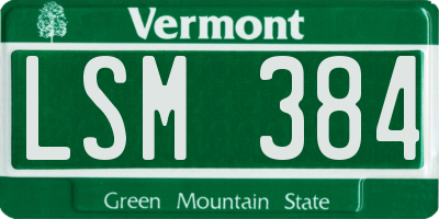 VT license plate LSM384