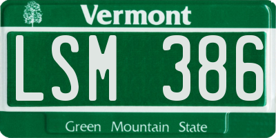 VT license plate LSM386