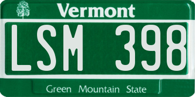 VT license plate LSM398