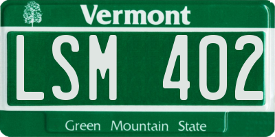 VT license plate LSM402