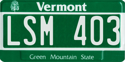 VT license plate LSM403