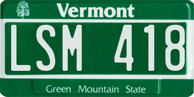 VT license plate LSM418