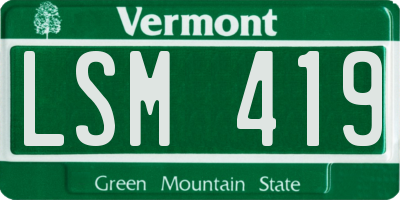 VT license plate LSM419