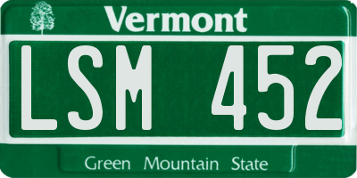 VT license plate LSM452
