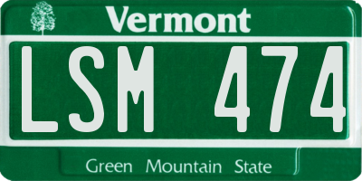 VT license plate LSM474