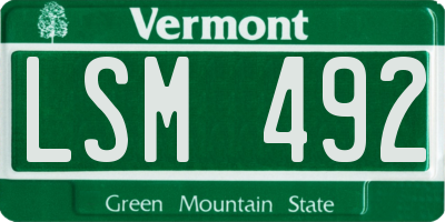 VT license plate LSM492