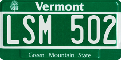 VT license plate LSM502