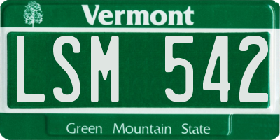 VT license plate LSM542