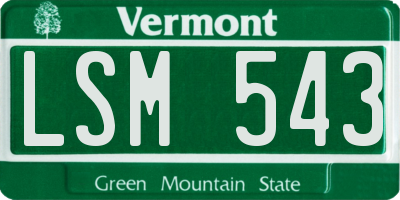 VT license plate LSM543