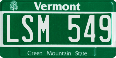 VT license plate LSM549