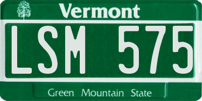 VT license plate LSM575