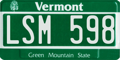 VT license plate LSM598