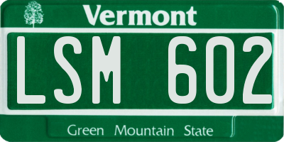 VT license plate LSM602
