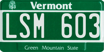 VT license plate LSM603
