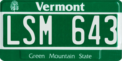VT license plate LSM643