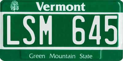VT license plate LSM645