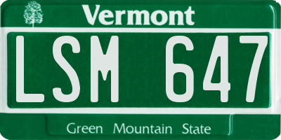 VT license plate LSM647