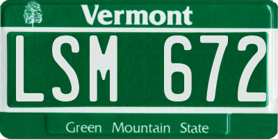 VT license plate LSM672