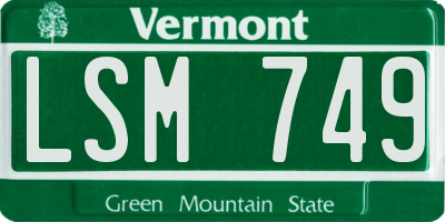 VT license plate LSM749