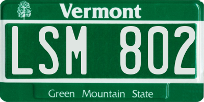 VT license plate LSM802
