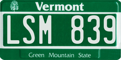 VT license plate LSM839