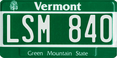 VT license plate LSM840