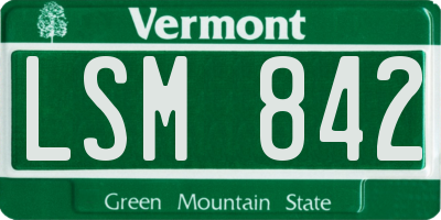 VT license plate LSM842