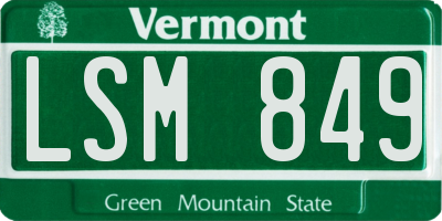 VT license plate LSM849