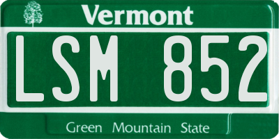 VT license plate LSM852