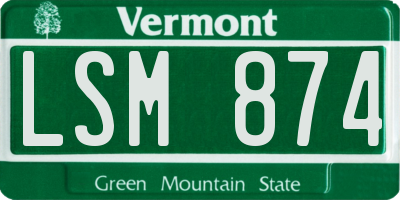 VT license plate LSM874