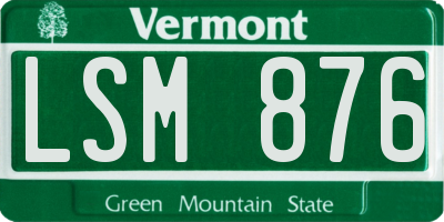 VT license plate LSM876