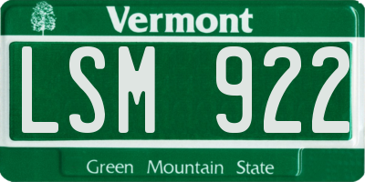 VT license plate LSM922