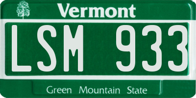 VT license plate LSM933
